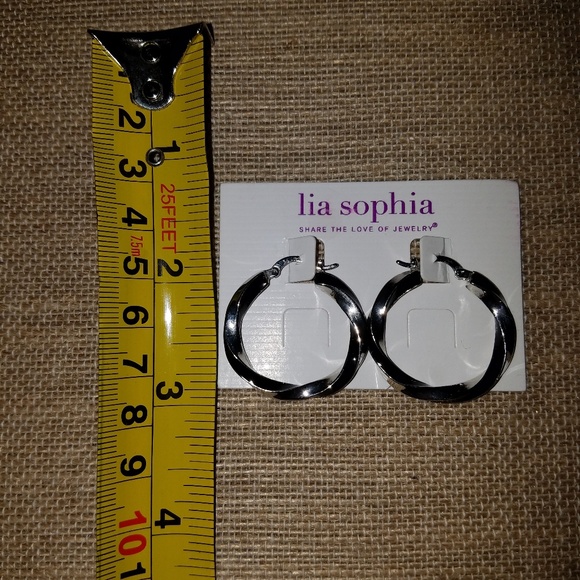 LIA SOPHIA - "TWIST & SHOUT" hoops. Black & silver - Picture 5 of 6